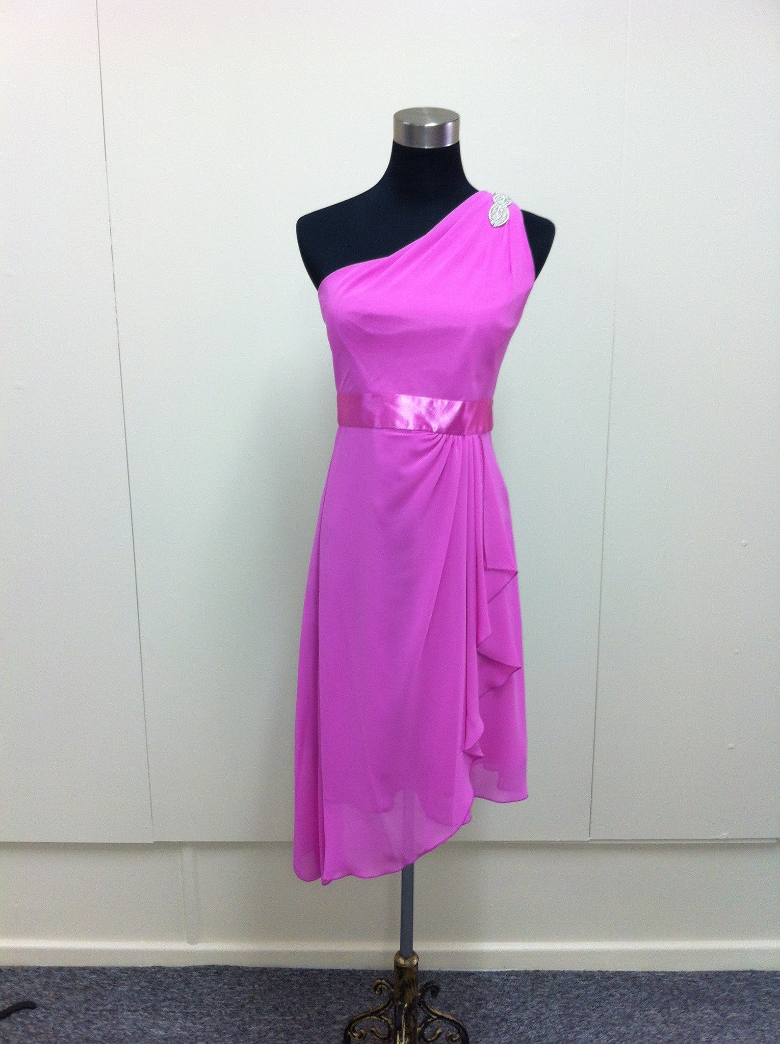 Short Chiffon Bridemaid Dress in Hot Pink Free Shipping Sis